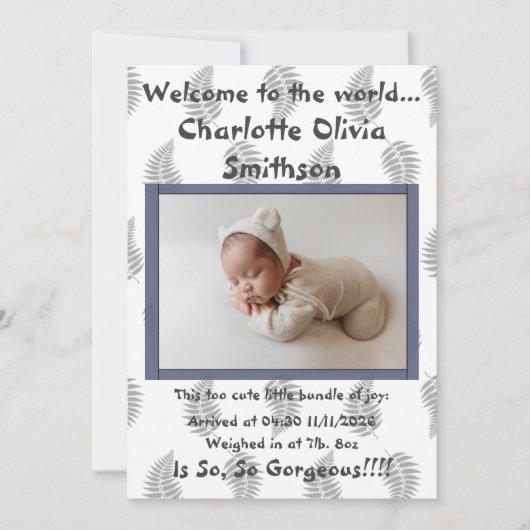 Baby Girl New Arrival Ankündigung (Vorderseite)