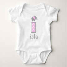 Baby Girl Newborn Polka Dot Elephant Letter i