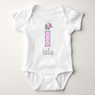 Baby Girl Newborn Polka Dot Elephant Letter i Strampler
