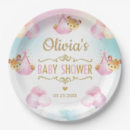 Baby Girl Niedlich Bear Balloons Babydusche Pappteller