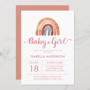 Baby Girl Niedlich Boho Rainbow Einladung
