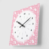 Baby Girl Niedlich Pink Bunny Rabbits Muster Quadratische Wanduhr (Winkel)
