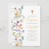 Baby Girl Niedlich Wild Blume Taufe Einladung (Vorderseite)