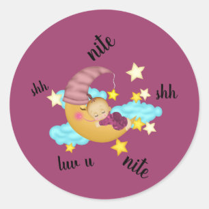 Baby Girl Nite Nite luv u Classic Round Sticker