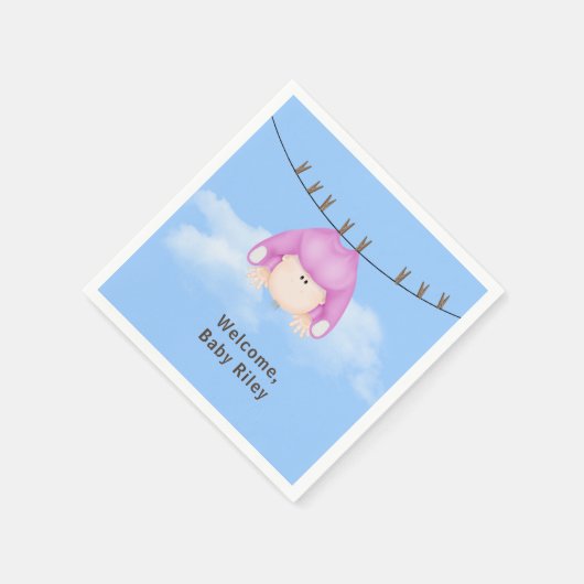 Baby Girl on Clothesline Napkins Serviette (Ecke)