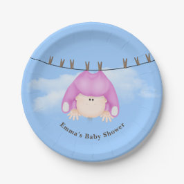 Baby Girl on Clothesline Pappteller
