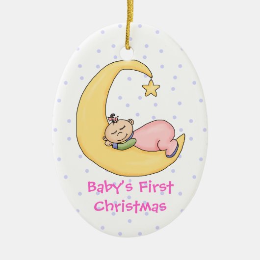 Baby Girl on Moon First Christmas Ornament (Vorne)