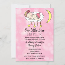 Baby Girl on Moon Pink Girl's Baby Shower