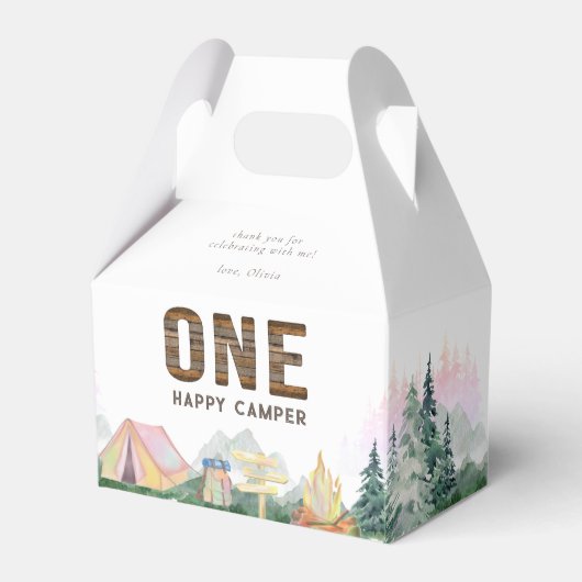 Baby Girl One Happy Camper Geburtstag Geschenkschachtel (Vorderseite)