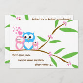 Baby Girl Owl Babydusche Einladung (Vorne/Hinten)