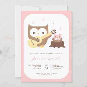 Baby Girl Owl Guitar Baby Dusche Einladung
