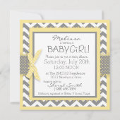 Baby Girl Owl Zickzack Print Baby Dusche Einladung (Rückseite)