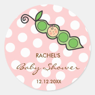 Baby Girl Pea in Pod Pink Babyaufkleber Runder Aufkleber