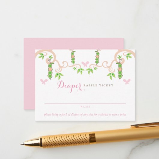 Baby Girl Pee in a Pod Garden Diaper Raffle Ticket Begleitkarte (Vorderseite/Rückseite Beispiel)