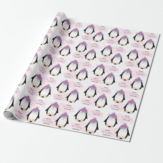 Baby Girl Penguin Geschenkpapier (Ungerollt)