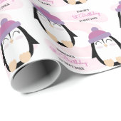 Baby Girl Penguin Geschenkpapier (Rolleneckpunkt)