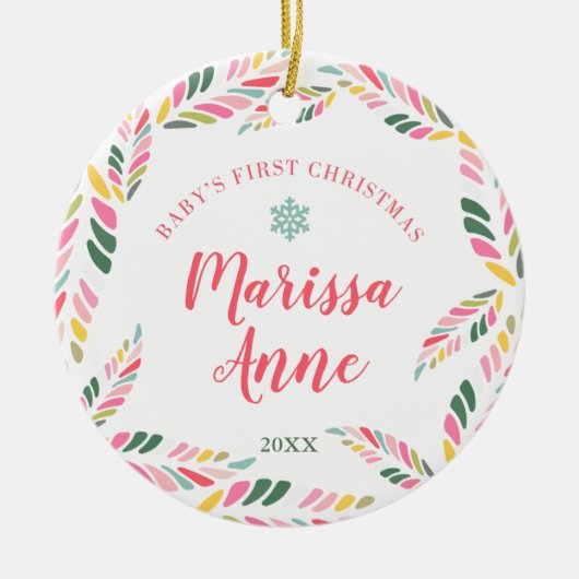 Baby Girl Personalisiert First Christmas Custom Keramik Ornament (Vorne)