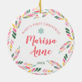 Baby Girl Personalisiert First Christmas Custom Keramik Ornament (Hinten)