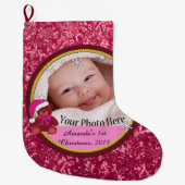 Baby Girl Personalisiert Großer Weihnachtsstrumpf (Vorderseite)
