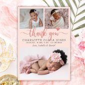 Baby Girl Photo Pink Thank You Script Heart Birth  Ankündigung