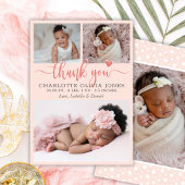 Baby Girl Photo Pink Thank You Script Heart Birth  Ankündigung