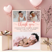 Baby Girl Photo Pink Thank You Script Heart Birth  Ankündigung