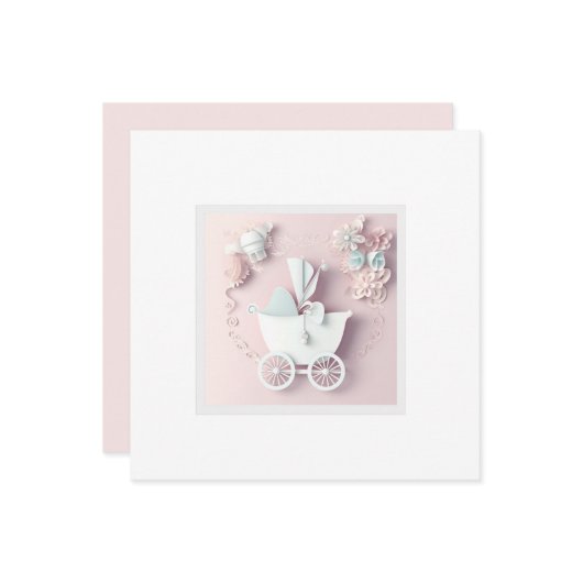 Baby Girl Pink 3d-Effekt Feiertagskarte (Vorderseite/Rückseite Beispiel)