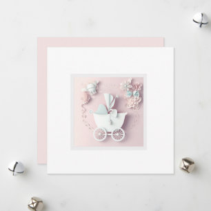 Baby Girl Pink 3d-Effekt Feiertagskarte