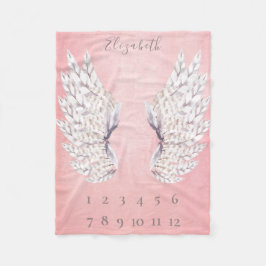 Baby Girl Pink Angel Wings Monatsmilestone Fleecedecke