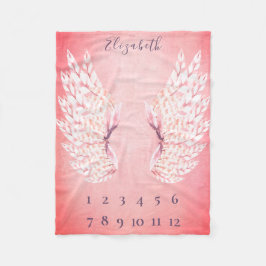 Baby Girl Pink Angel Wings Monatsmilestone Fleet Fleecedecke