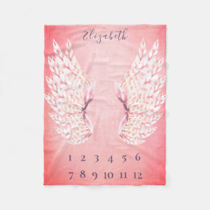 Baby Girl Pink Angel Wings Monatsmilestone Fleet Fleecedecke