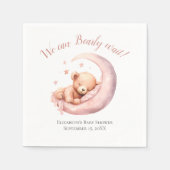 Baby Girl Pink Bear Moon Bearly Wait Baby Dusche Serviette (Vorderseite)