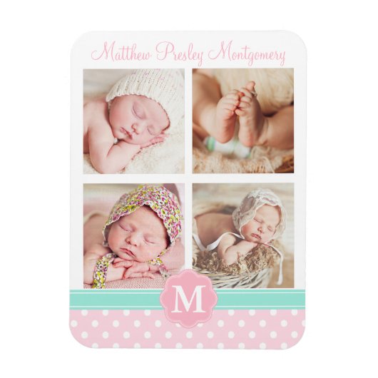 Baby Girl Pink Birth Keepake Personalisiertes Foto Magnet (Vertikal)