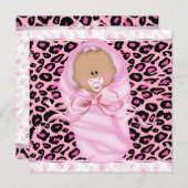Baby Girl Pink Black Leopard Baby Girl Dusche Einladung (Vorne/Hinten)