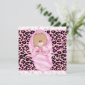 Baby Girl Pink Black Leopard Baby Girl Dusche Einladung (Stehend Vorderseite)