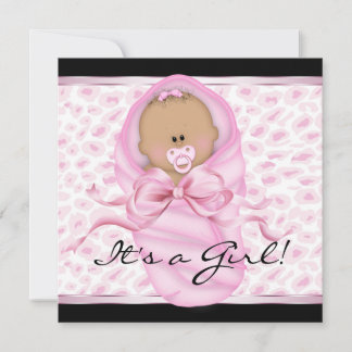 Baby Girl Pink Black Leopard Baby Girl Dusche Einladung