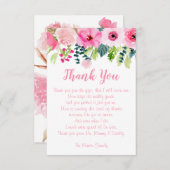 Baby Girl Pink Blütendusche Danke Karte (Vorne/Hinten)