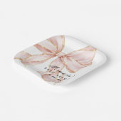 Baby Girl Pink Bow Baby Shower Invitation Pappteller (Gewinkelt)