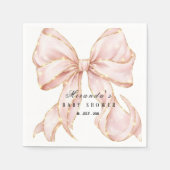 Baby Girl Pink Bow Baby Shower Invitation Serviette (Vorderseite)