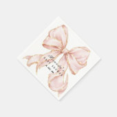 Baby Girl Pink Bow Baby Shower Invitation Serviette (Ecke)