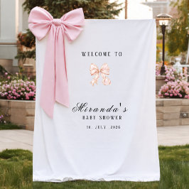 Baby Girl Pink Bow Baby Shower Invitation Wandteppich