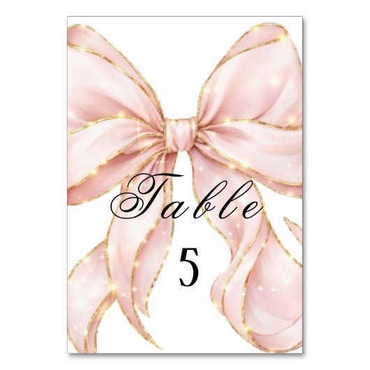 Baby Girl Pink Bow Baby Shower Tischnummer (Vorderseite)
