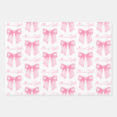 Baby Girl Pink Bow Babydusche Wrapping Paper Geschenkpapier Set (Vorderseite)