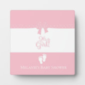 Baby Girl Pink Bows & Little Feet Custom Fotoplatte (Vorderseite)