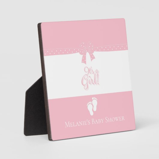 Baby Girl Pink Bows & Little Feet Custom Fotoplatte (Vorderseite)