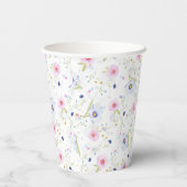 Baby Girl Pink Bunny Floral Paper Cups Pappbecher (Rückseite)