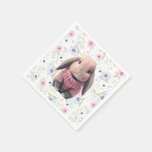 Baby Girl Pink Bunny Floral Paper Napkins Serviette (Ecke)