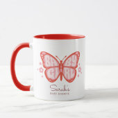 Baby Girl Pink Butterfly Baby Dusche Einladung Tasse (Links)
