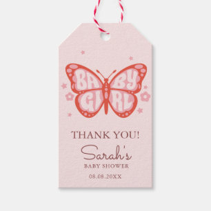 Baby Girl Pink Butterfly Babydusche Geschenkmarken Geschenkanhänger