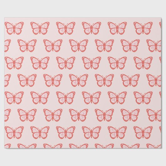 Baby Girl Pink Butterfly Babydusche Geschenkpapier (Flach)